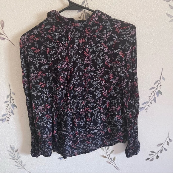 Anthropologie Lined Black Floral Button Up - Picture 5 of 6